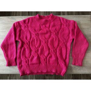 Apparis Chunky Cable Knit Hot Pink Sweater Size Medium Barbiecore